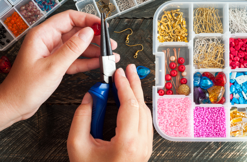 woman making jewellery at home